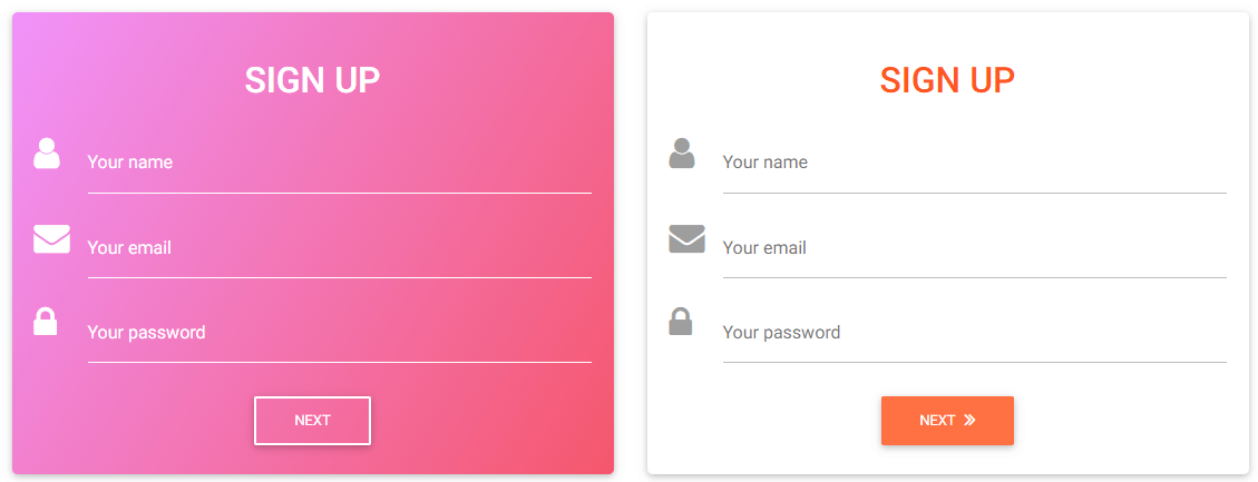 sign up form snippets