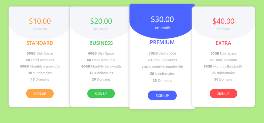 Responsive Bootstrap 5 pricing table snippet