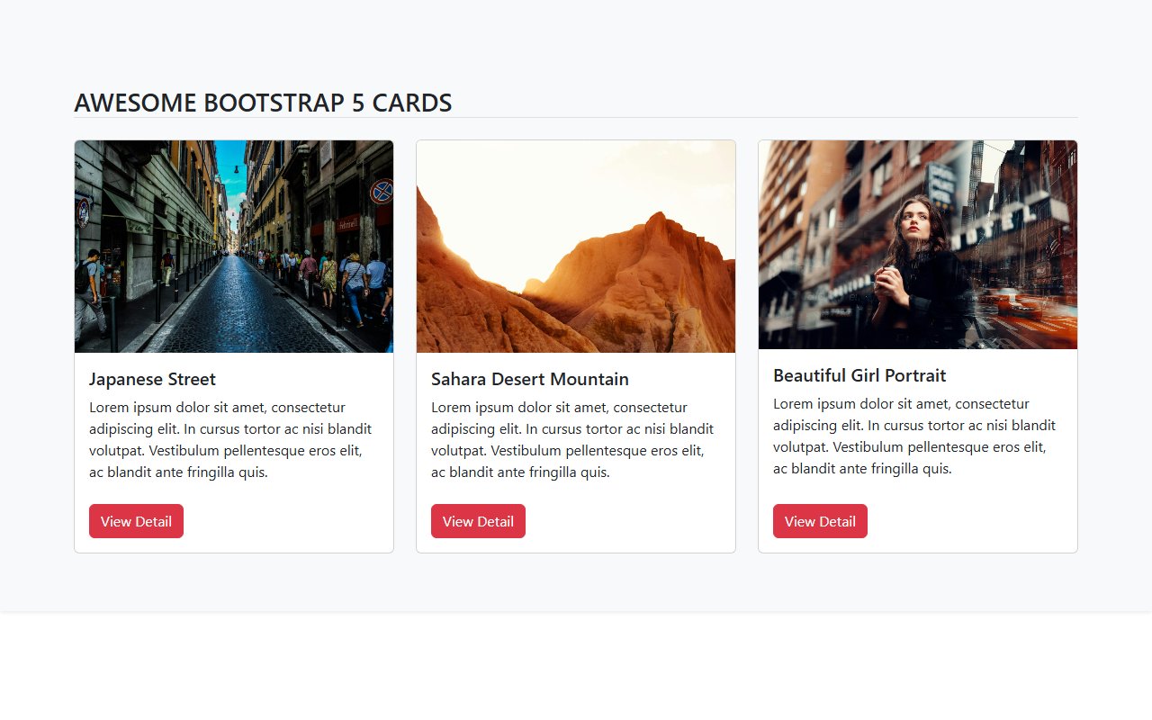 Awesome Bootstrap 5 Cards example — Bootstrap 5 snippet preview