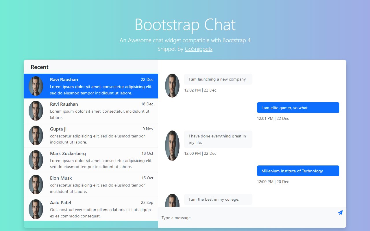 Awesome chat widget compatible with Bootstrap 5 — Bootstrap 5 snippet preview
