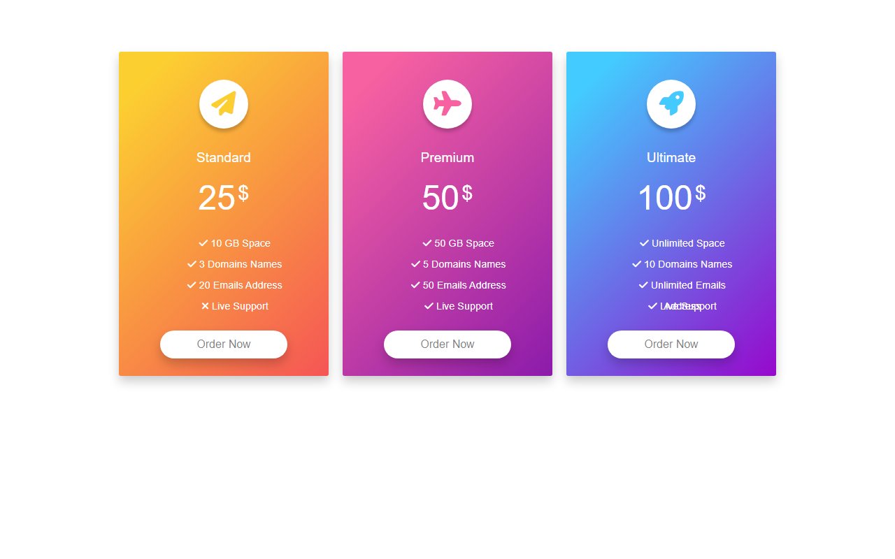 Beautiful gradient Pricing Table UI Design — Bootstrap 5 snippet preview