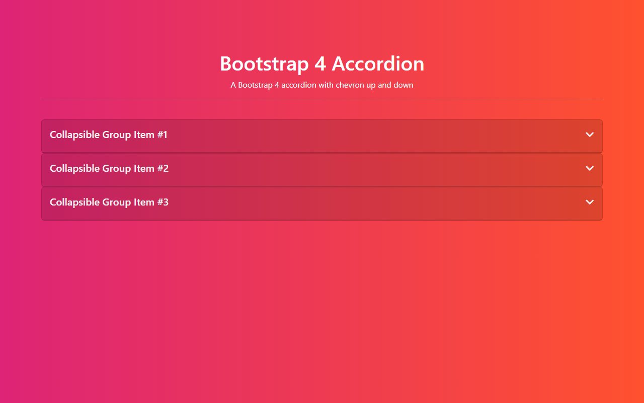 Bootstrap 5 accordion with chevron up and down — Bootstrap 5 snippet preview