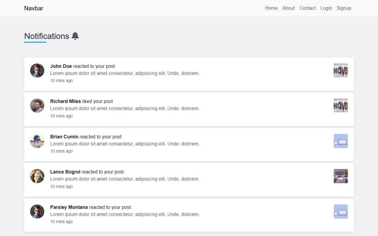 Bootstrap 5 Notification Page Design snippets example — Bootstrap 5 snippet preview