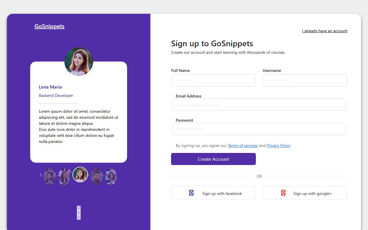 Bootstrap 5 sign up form snippets with auto carousel… — Bootstrap 5 snippet preview