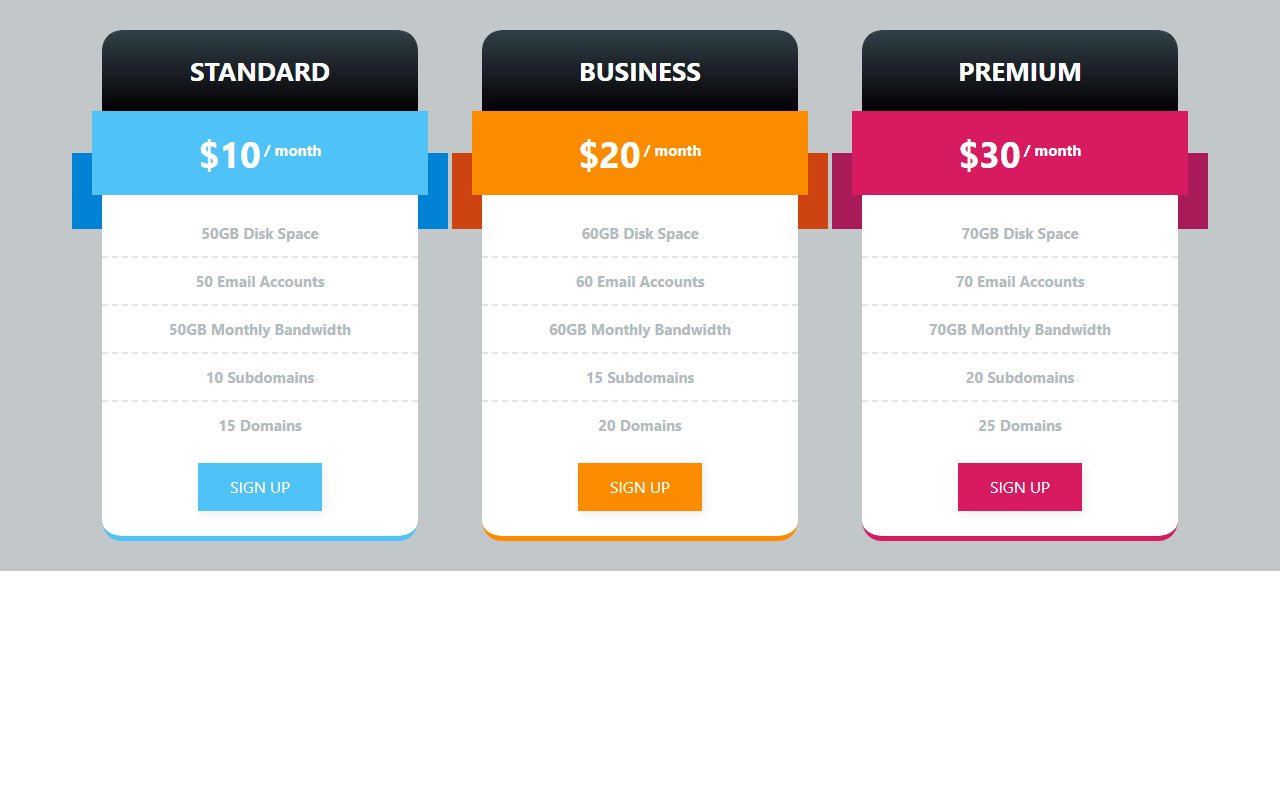 Bootstrap CSS Pricing Table Template | GoSnippets