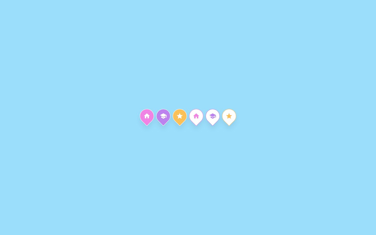 CSS-only Accessible Map Pins with material icon snippet — Bootstrap 5 snippet preview
