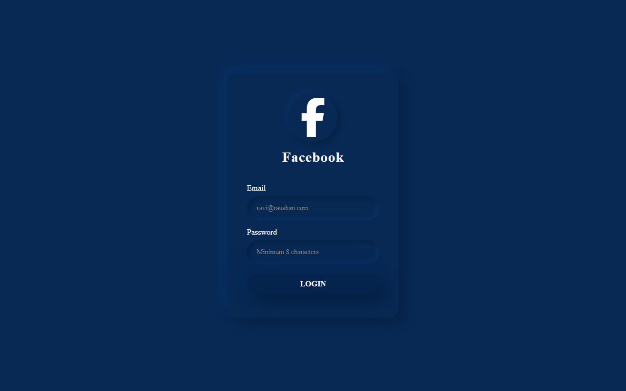 Neumorphic Facebook login — Bootstrap 5 snippet preview