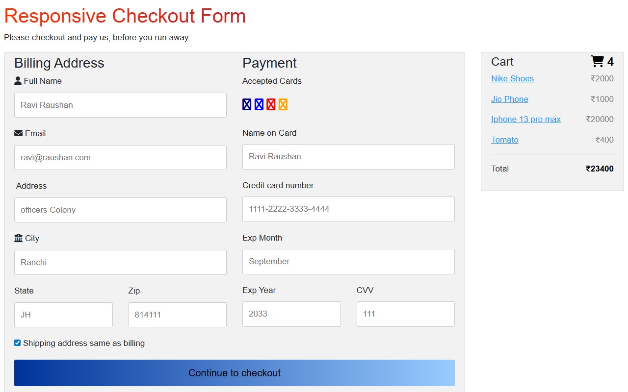 Responsive Checkout Form — Bootstrap 5 snippet preview