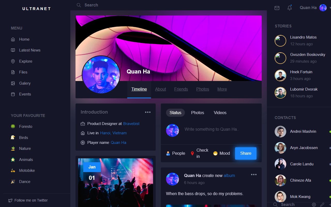 Responsive Social Platform UI with source code — Bootstrap 5 snippet preview