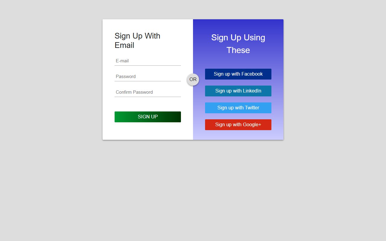 Sign up with social media | Social Media sign up form — Bootstrap 5 snippet preview