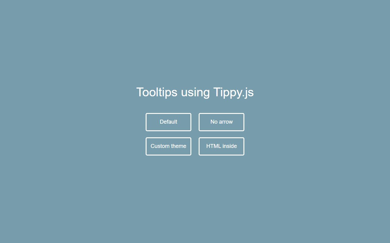 Tooltips using Tippy.js — Bootstrap 5 snippet preview