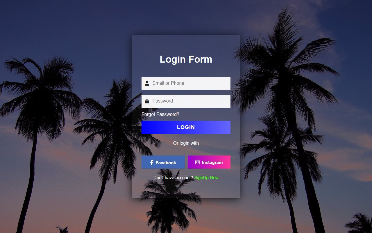 Transparent Login form with social media sign up — Bootstrap 5 snippet preview
