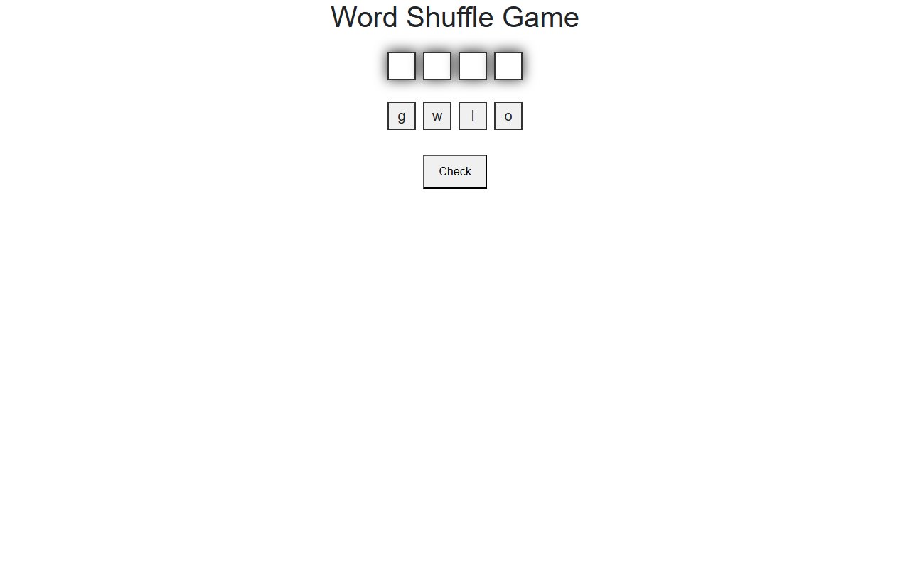 Word shuffling game with 3 levels of difficulty — Bootstrap 5 snippet preview