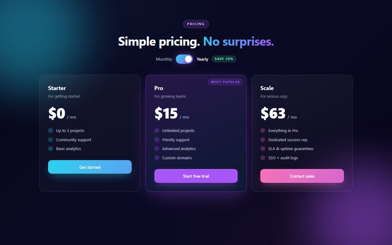 Animated Pricing Toggle — Tailwind CSS component preview