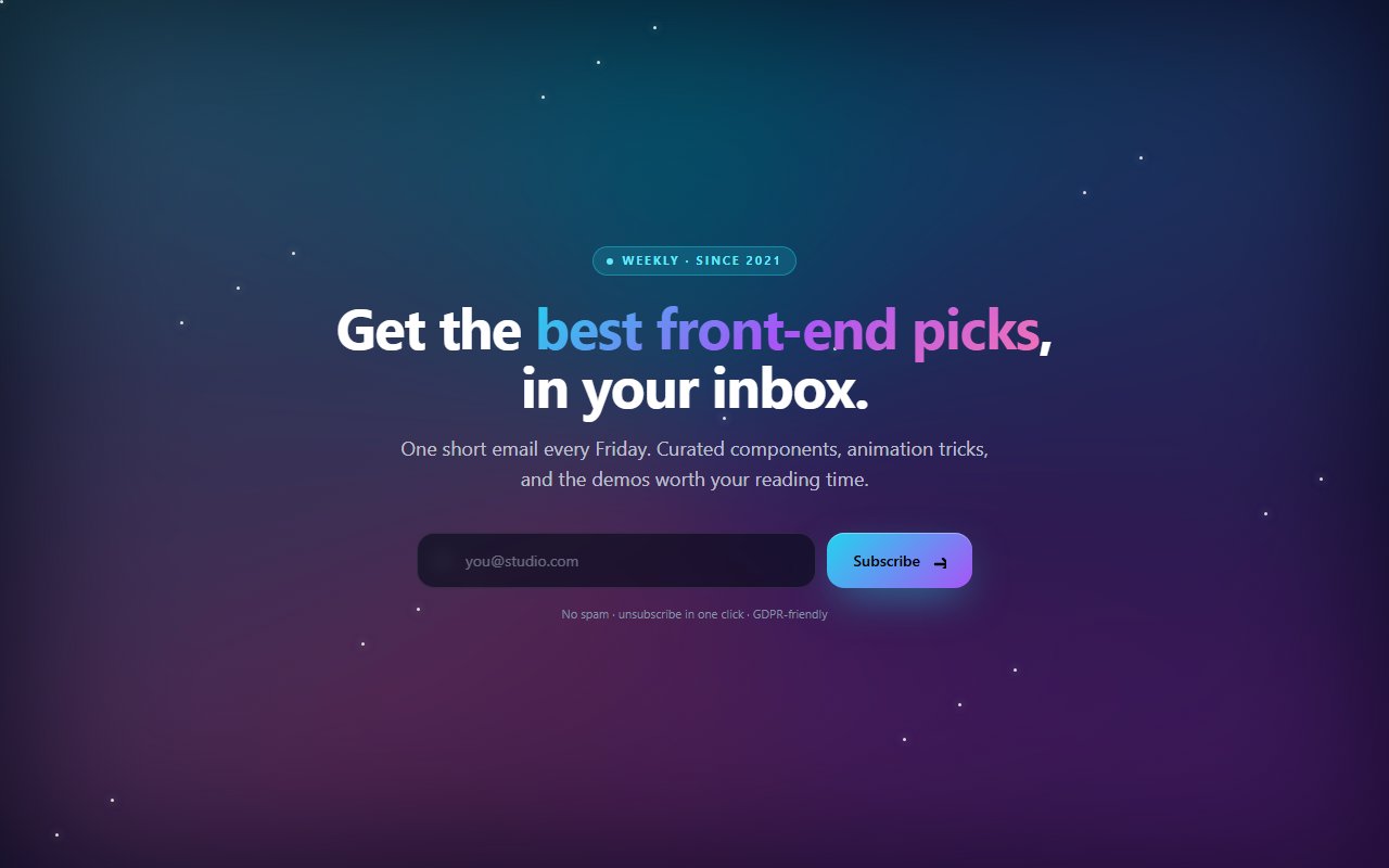 Aurora Newsletter CTA — Tailwind CSS component preview