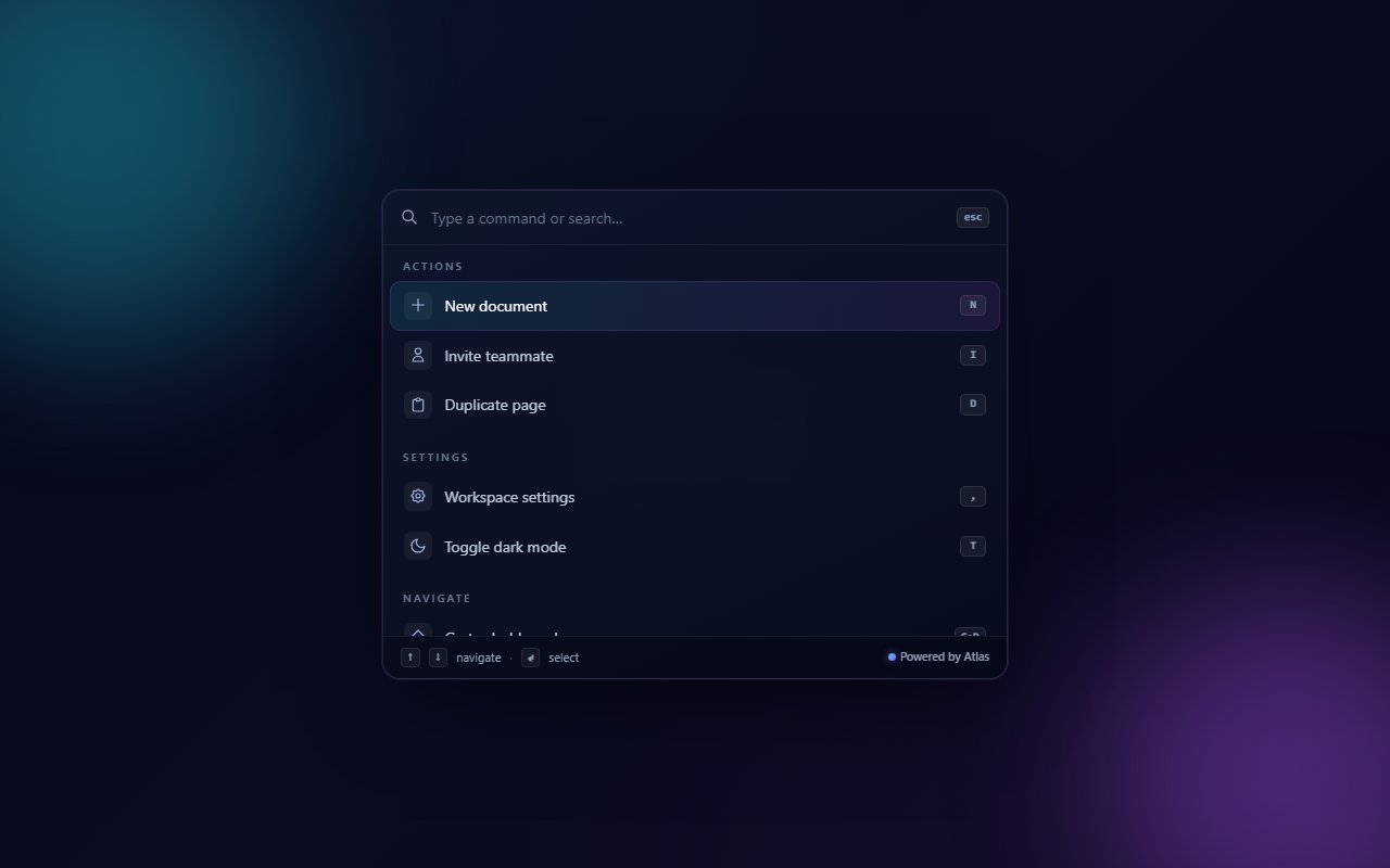 Command Palette (⌘K) — Tailwind CSS component preview