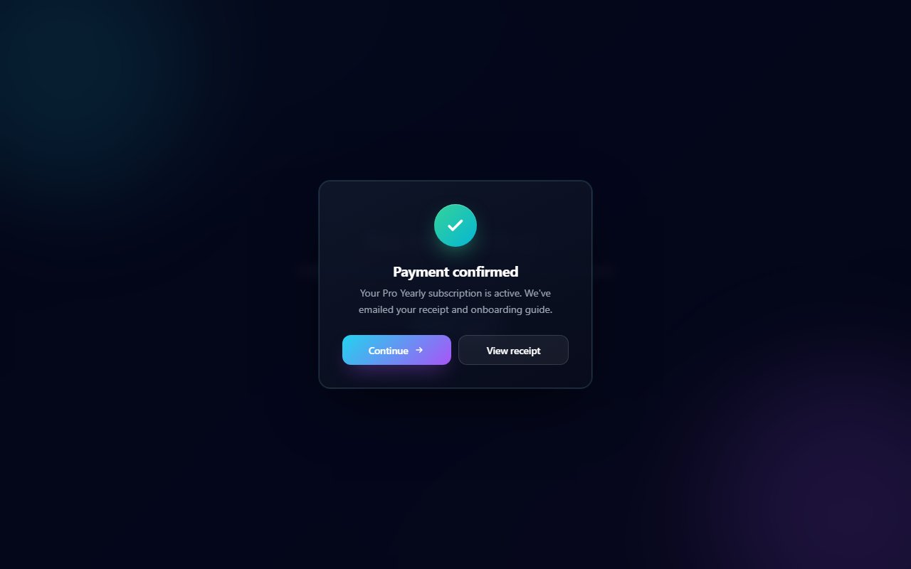Confetti Success Modal — Tailwind CSS component preview