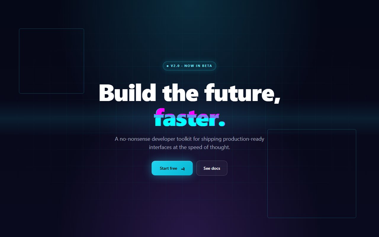 Cyber Glitch Hero Section — Tailwind CSS component preview