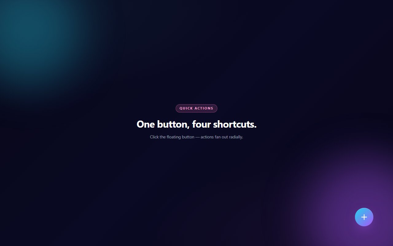 Radial Floating Action Menu — Tailwind CSS component preview