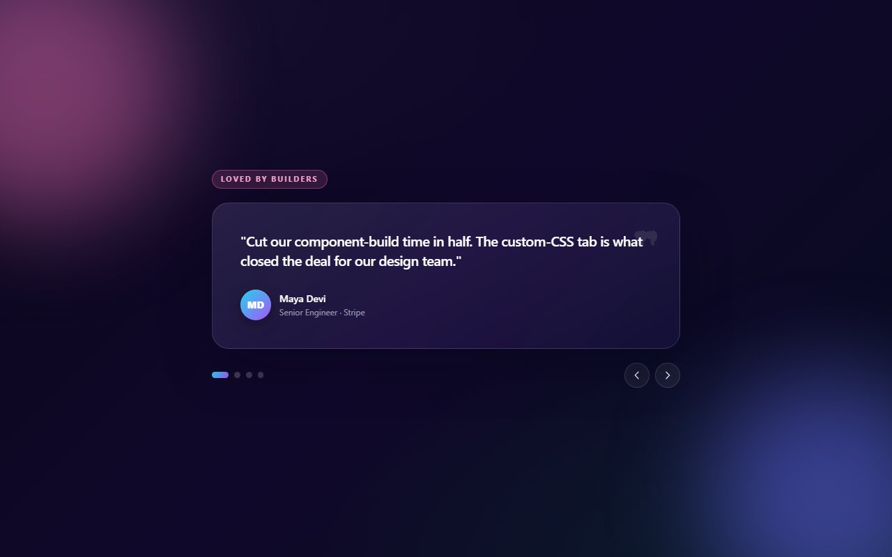 Smooth Testimonial Carousel — Tailwind CSS component preview